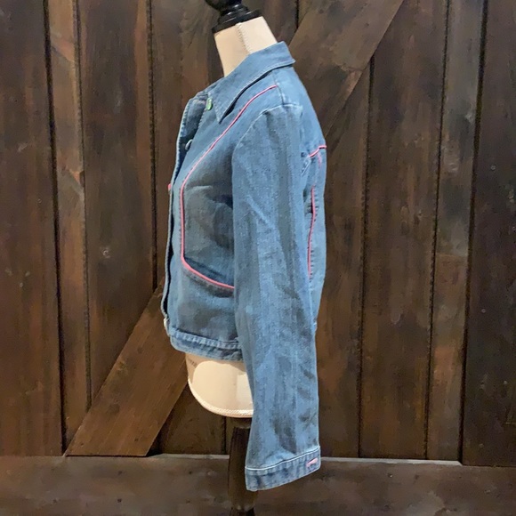 SPANNER jean jacket with pink trim and striped buttons - Picture 4 of 10